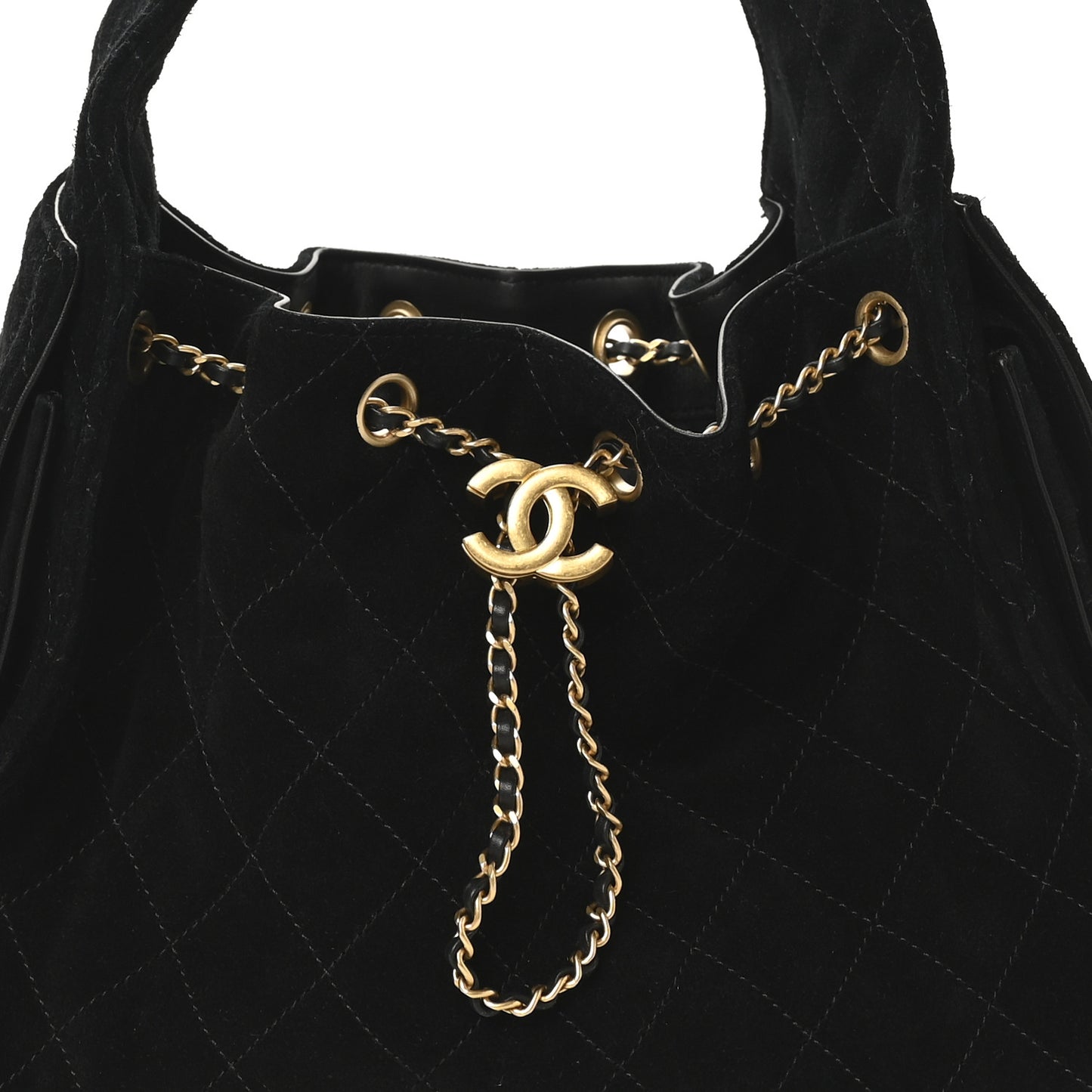 Suede Quilted Small Chanel 25 Handbag Black