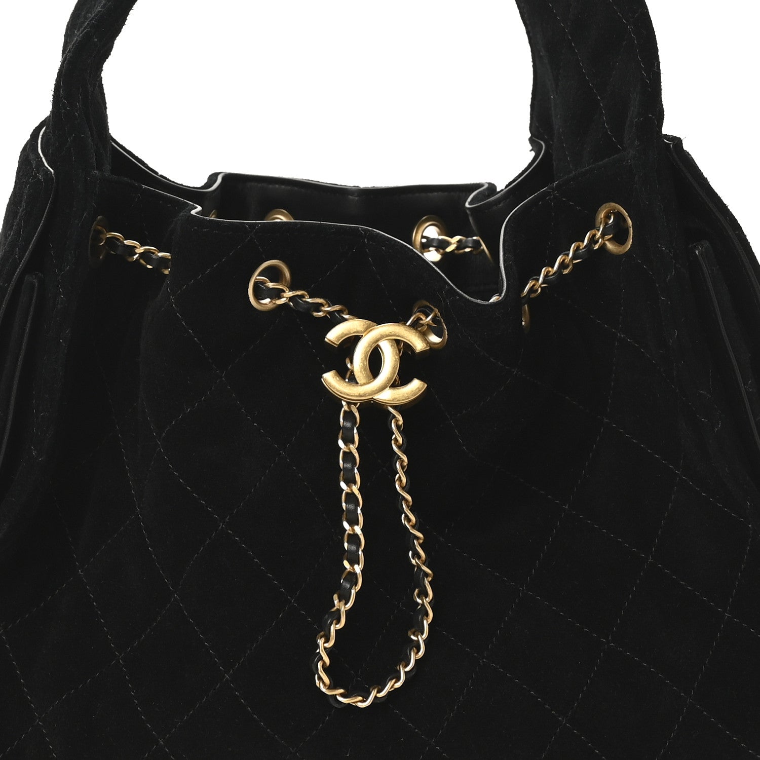 Chanel Suede Quilted Small Chanel 25 Handbag Black 8 of 11
