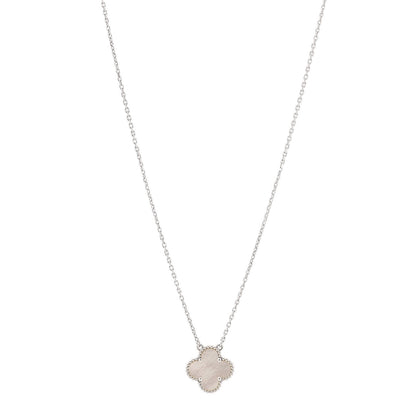 Van Cleef & Arpels 18K White Gold Mother of Pearl Vintage Alhambra Pendant Necklace 1 of 7
