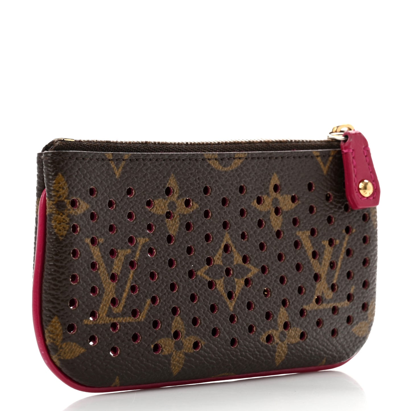 Monogram Perforated Key Pouch Fuchsia