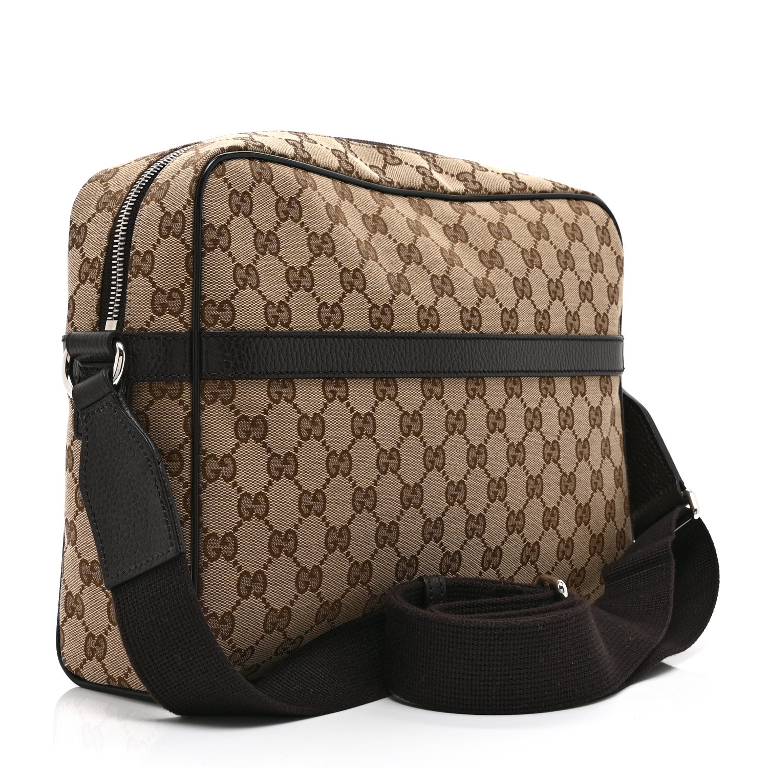 Gucci Monogram Dollar Calfskin Large Camera Case Beige Ebony Testa di Moro Marrone Scuro 3 of 11