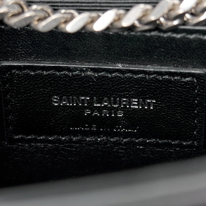 Saint Laurent Calfskin Crocodile Embossed Medium Classic Monogram Kate Tassel Satchel Black 6 of 11