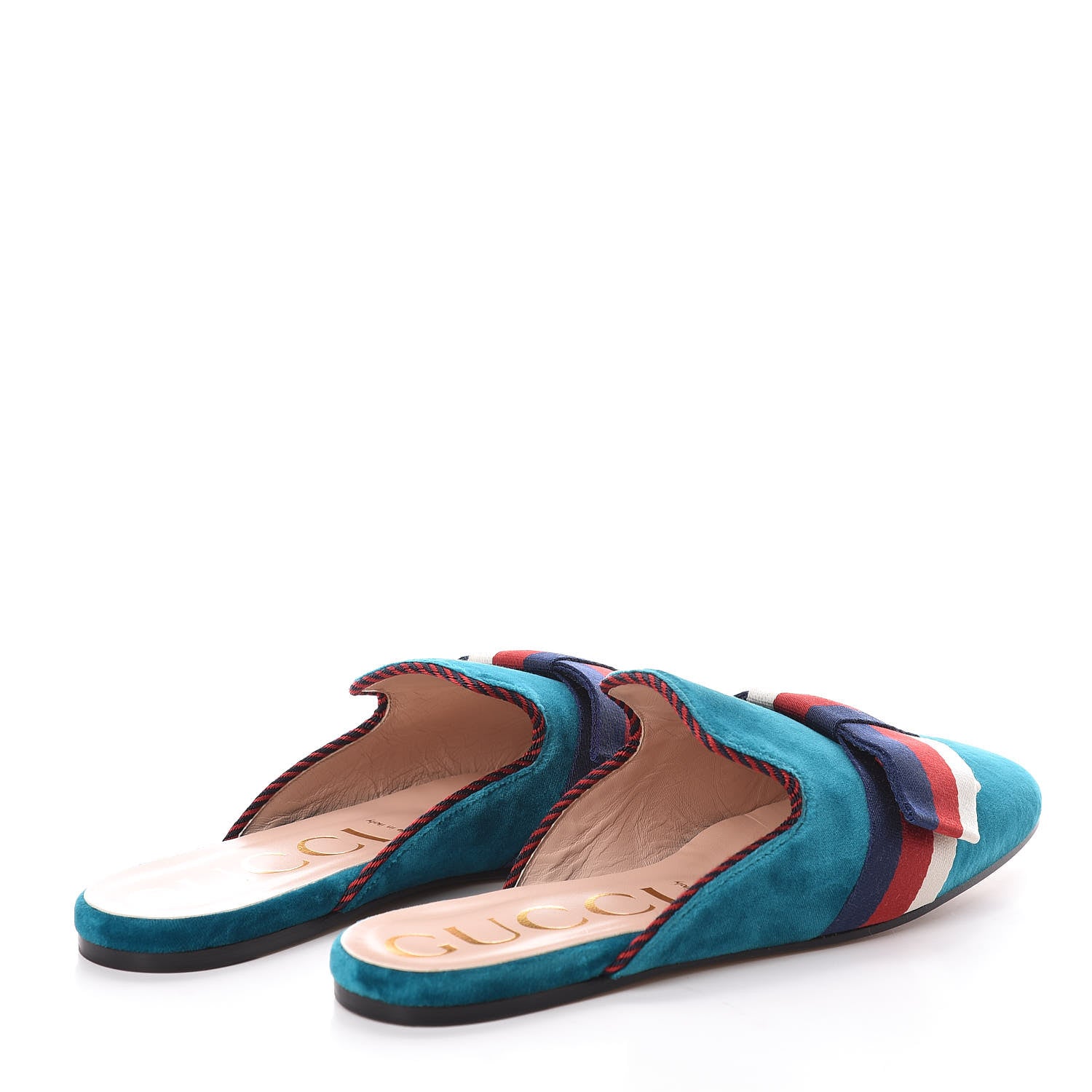 Gucci Softy Velvet Sylvie Bow Slippers 39.5 Pavone 3 of 7