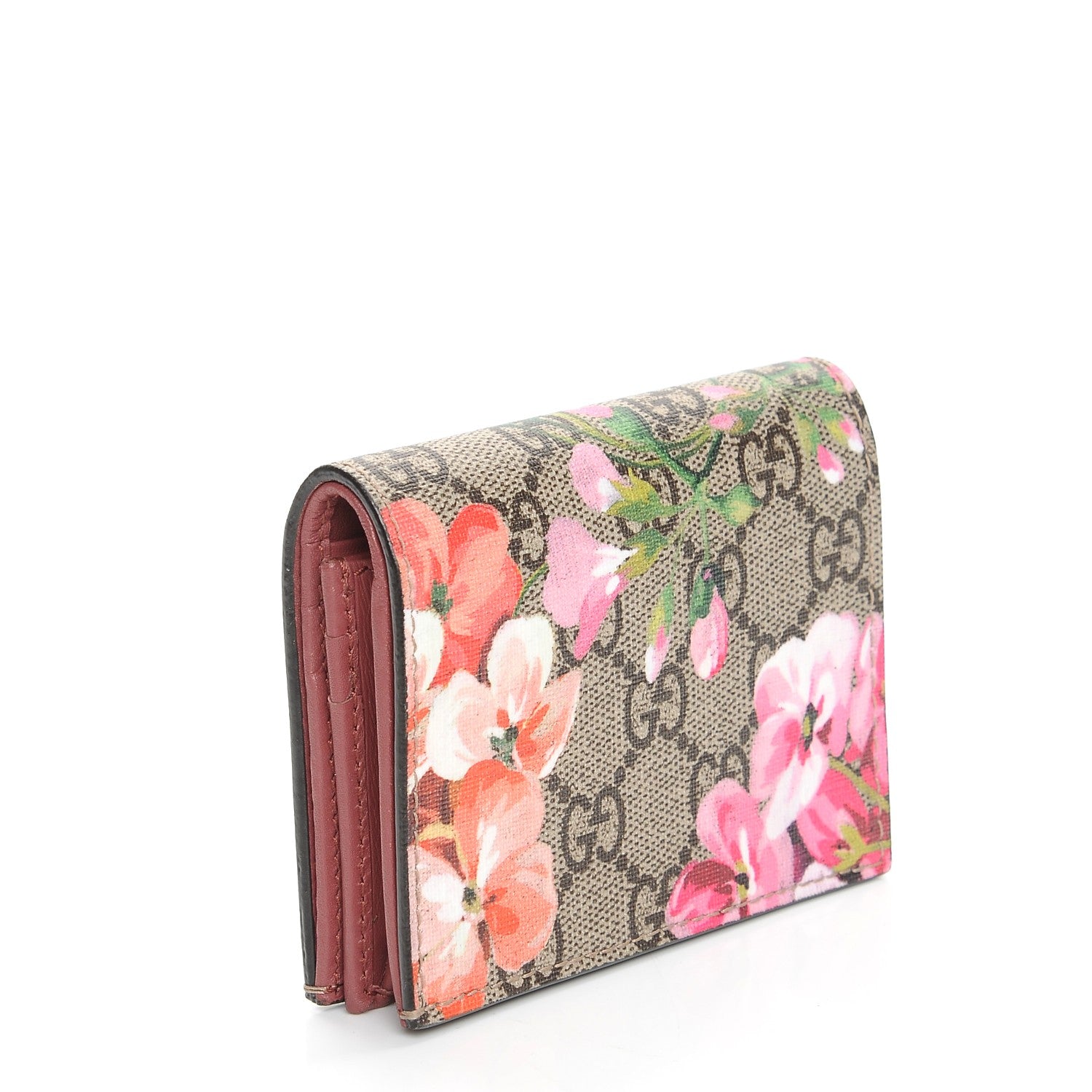 Gucci GG Supreme Monogram Blooms Card Case Beige Multicolor Dry Rose 3 of 8