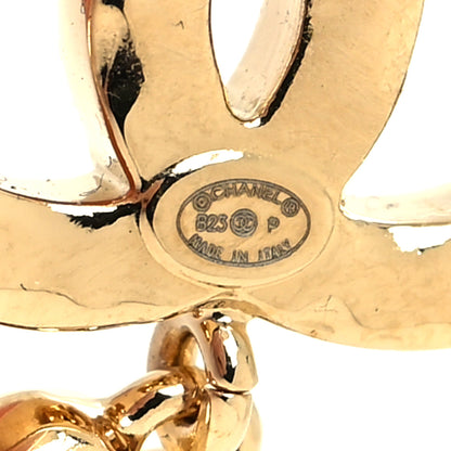 Chanel Metal Crystal CC Heart Drop Earrings Gold 4 of 4