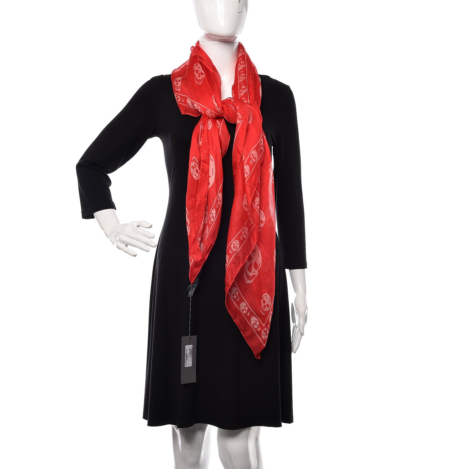 Alexander McQueen Silk Chiffon Skull Scarf Red Ivory 2 of 4