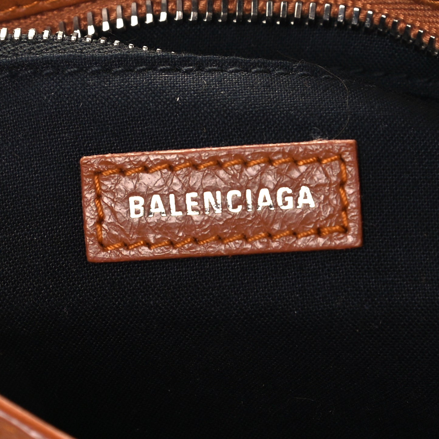 Agneau Classic Silver Hardware Mini City Logo Strap Camel Black