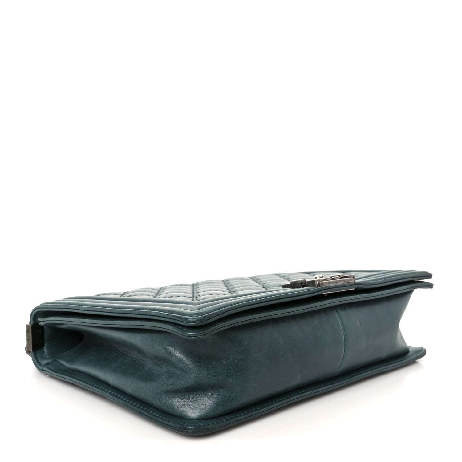 Chanel Calfskin Quilted Double Stitch Large Boy Flap Green 4 of 11