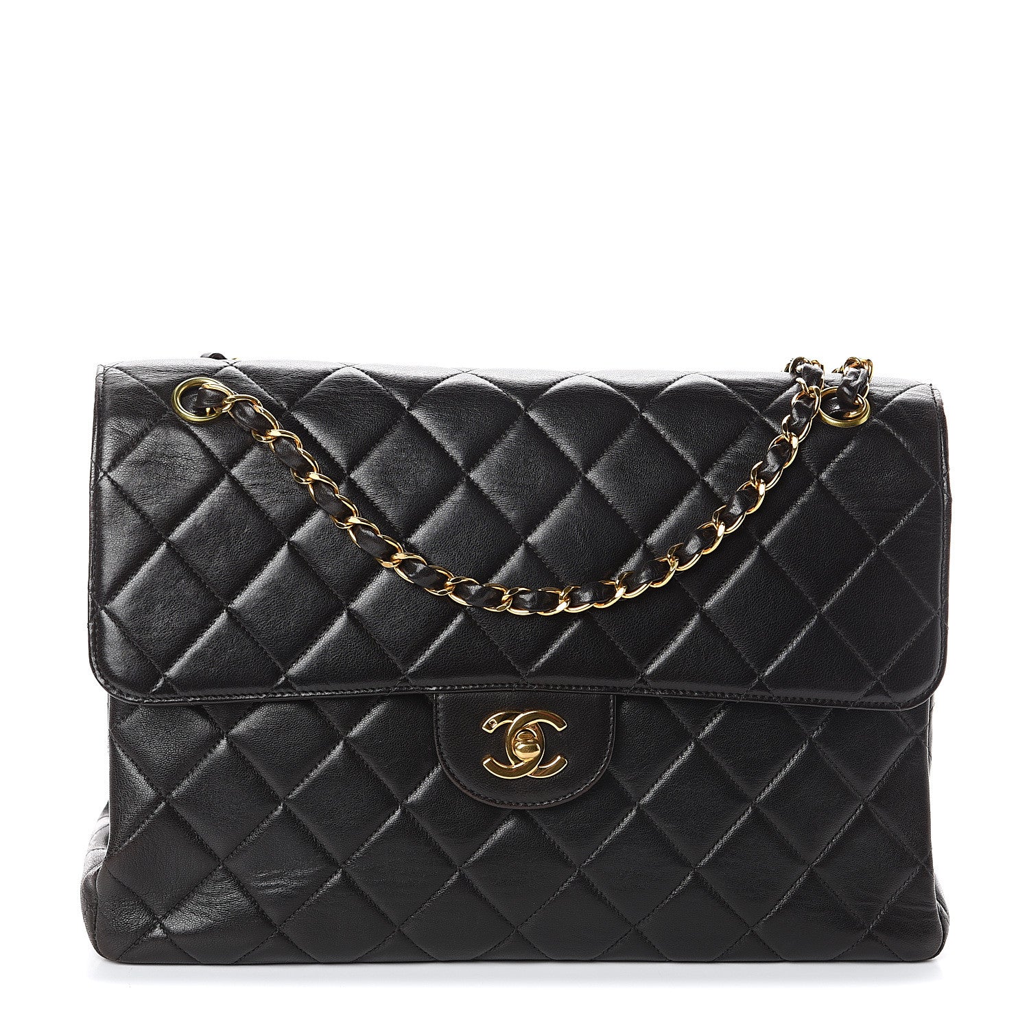 Chanel Lambskin Quilted Jumbo Double Sided Flap Black 1 of 10