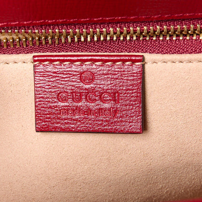 Gucci GG Supreme Monogram Azalea Calfskin Horsebit 1955 Shoulder Bag Beige Ebony New Cherry Red 6 of 11