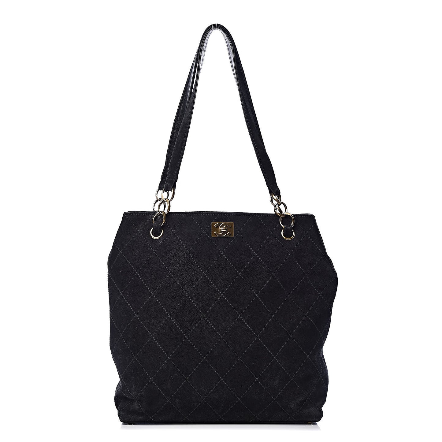 Iridescent Caviar Quilted Tote Black