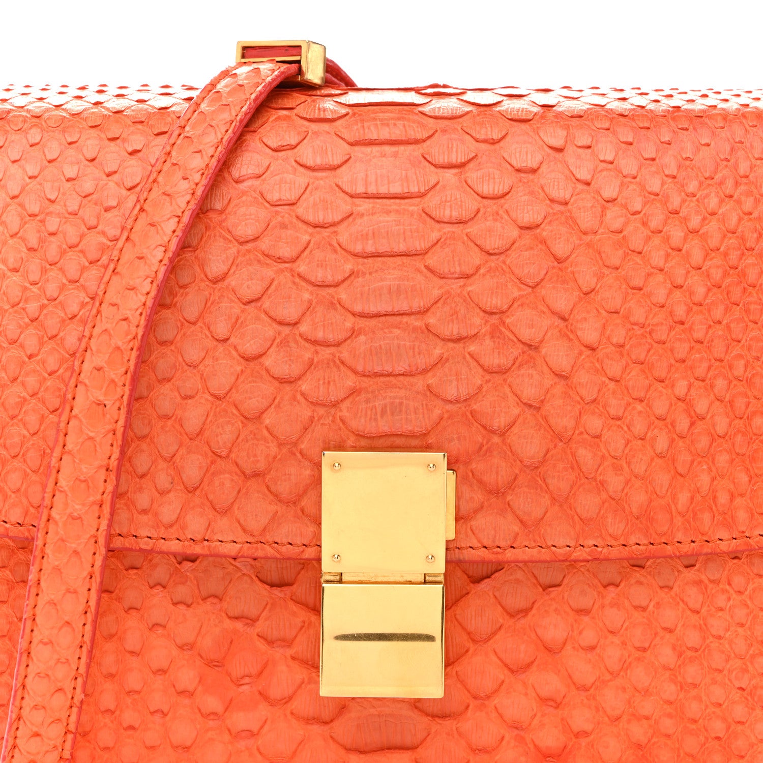 Celine Snakeskin Medium Classic Box Flap Orange 7 of 17