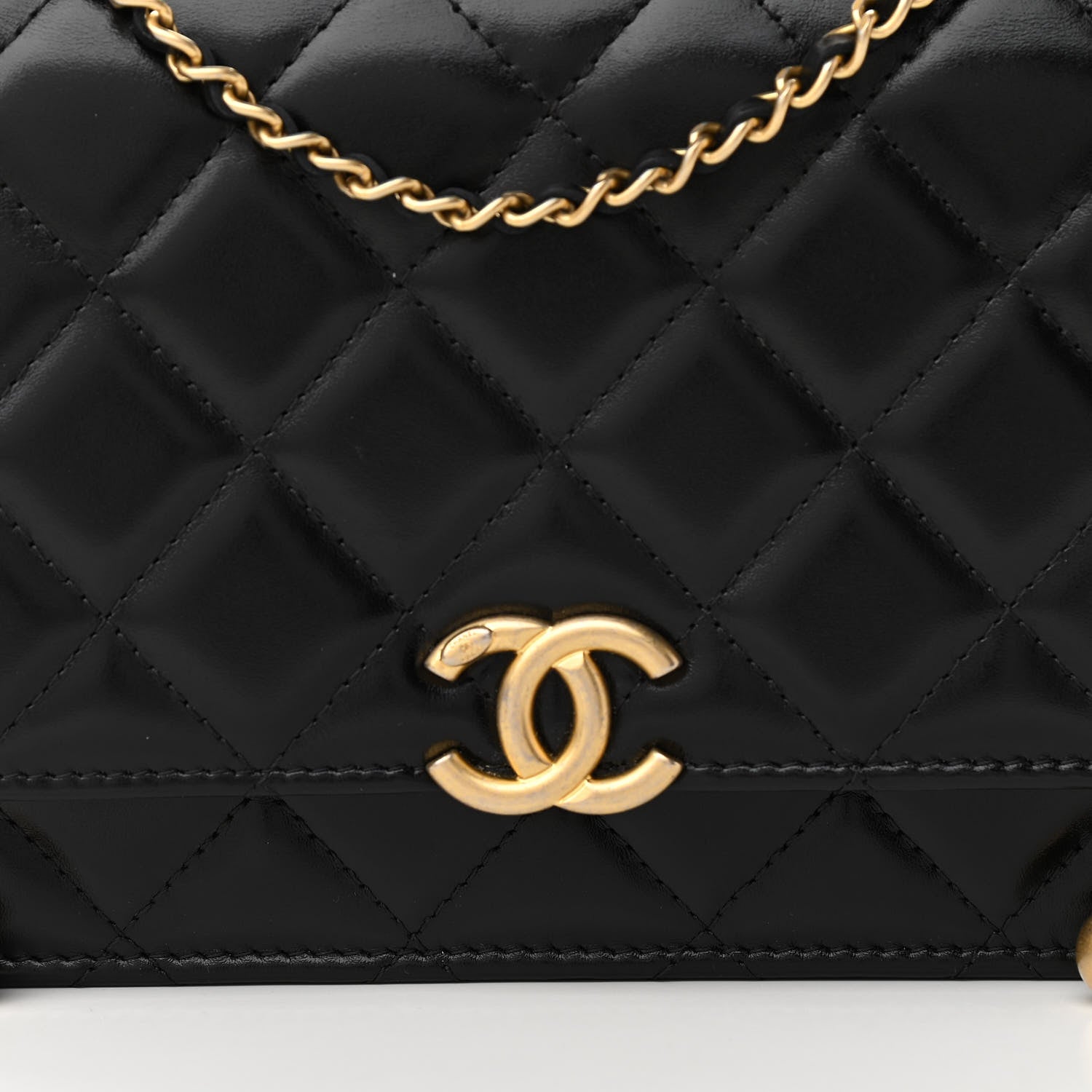 Chanel Calfskin Quilted Perfect Fit Wallet On Chain WOC Black 9 of 12