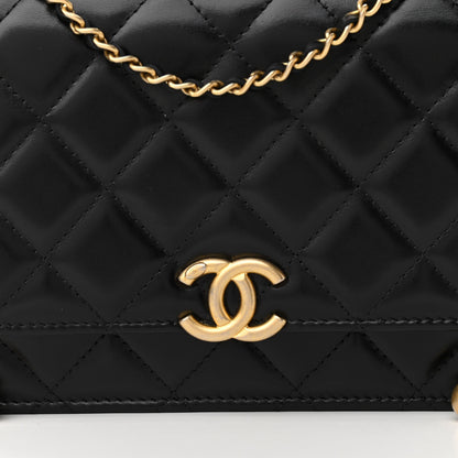 Chanel Calfskin Quilted Perfect Fit Wallet On Chain WOC Black 9 of 12