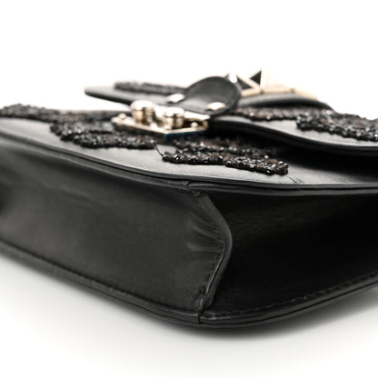 Valentino Garavani Vitello Beaded Butterfly Small Glam Lock Rockstud Flap Black 9 of 10