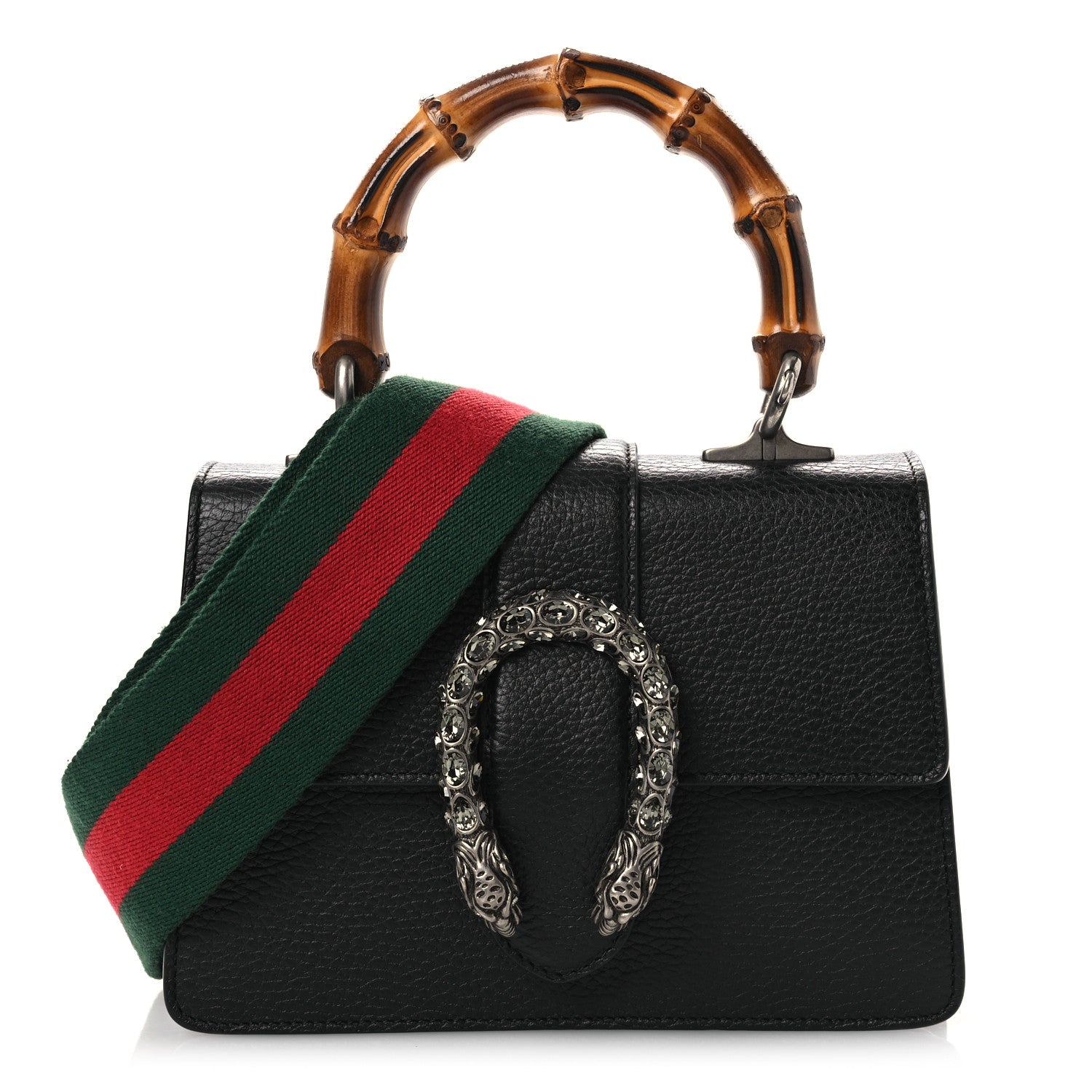 Gucci Dollar Calfskin Crystal Web Mini Dionysus Bamboo Top Handle Bag Black Diamond 1 of 11
