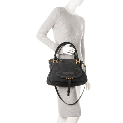 Chloe Nubuck Calfskin Medium Marcie Satchel Black 3 of 8