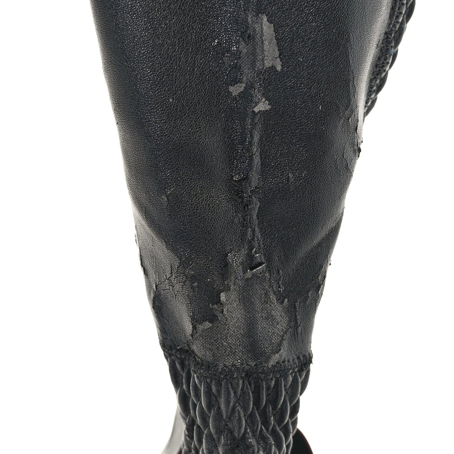 Fendi Calfskin Stretch Fabric Wave Over The Knee Boots 36 Black 9 of 12