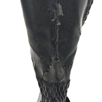 Fendi Calfskin Stretch Fabric Wave Over The Knee Boots 36 Black 9 of 12