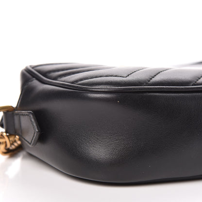 Gucci Calfskin Matelasse Mini GG Marmont Chain Shoulder Bag Black 5 of 9