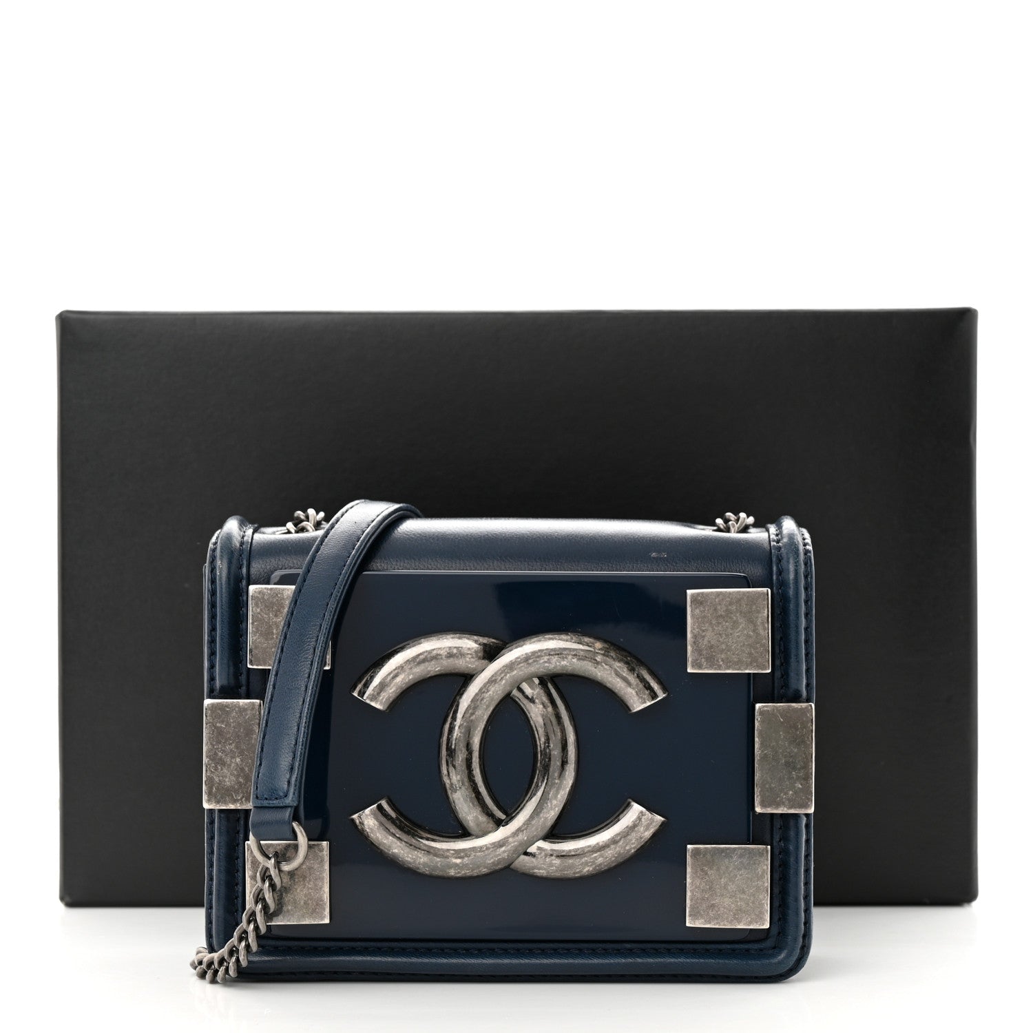 Chanel Plexiglass Lambskin Mini Boy Brick Flap Blue 13 of 13