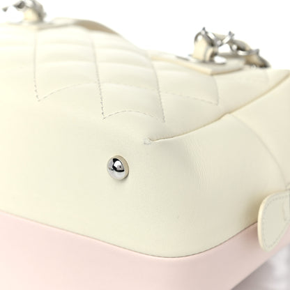 Chanel Calfskin Quilted Feather Weight Bowling Bag Ivory Light Pink 9 of 14