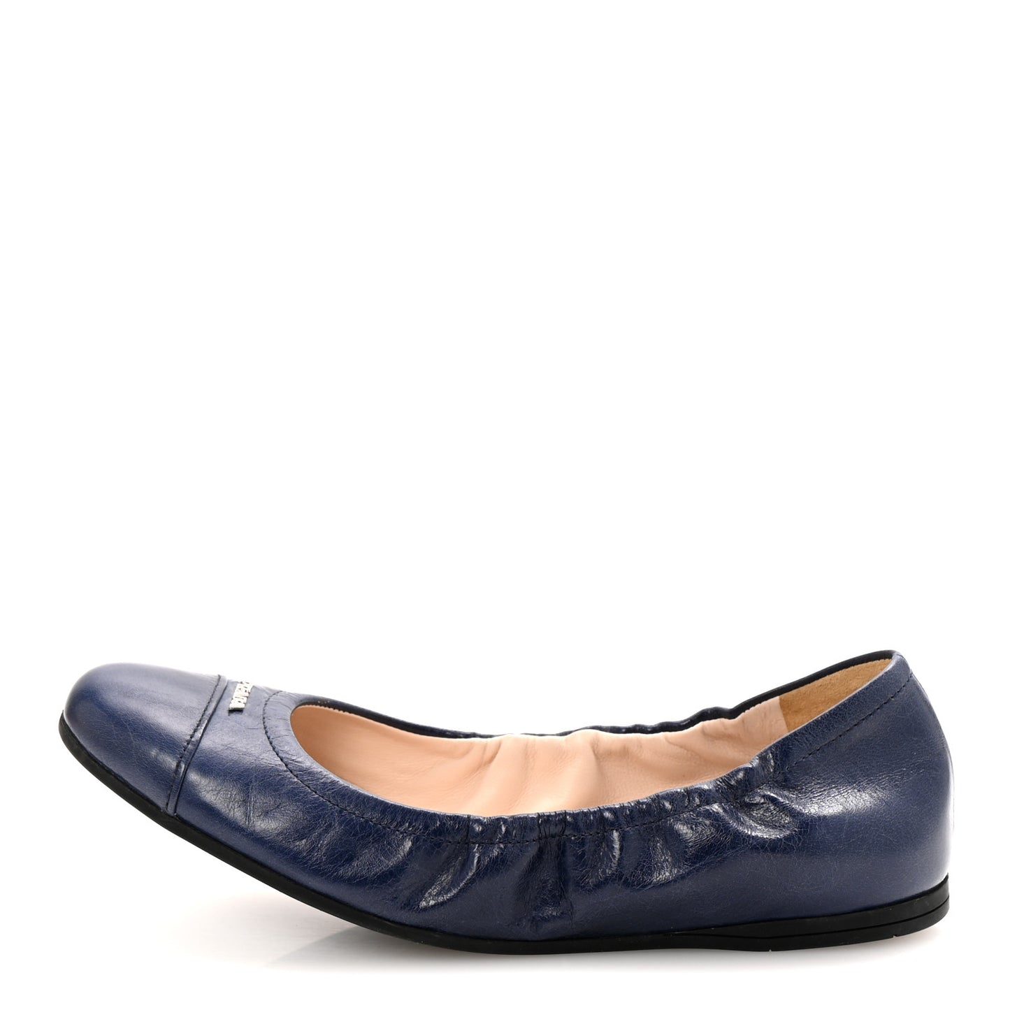 Vitello Shine Logo Ballet Flats 36 Denim