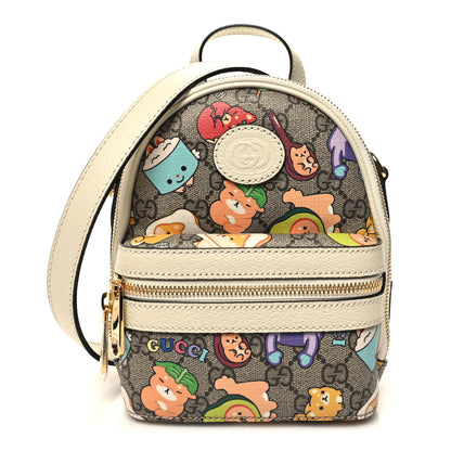 Gucci X PIKARAR GG Supreme Monogram Textured Dollar Calfskin Animal Print Retro Interlocking G Multi-Function Bag Beige Ebony Multicolor Mystic White 1 of 12