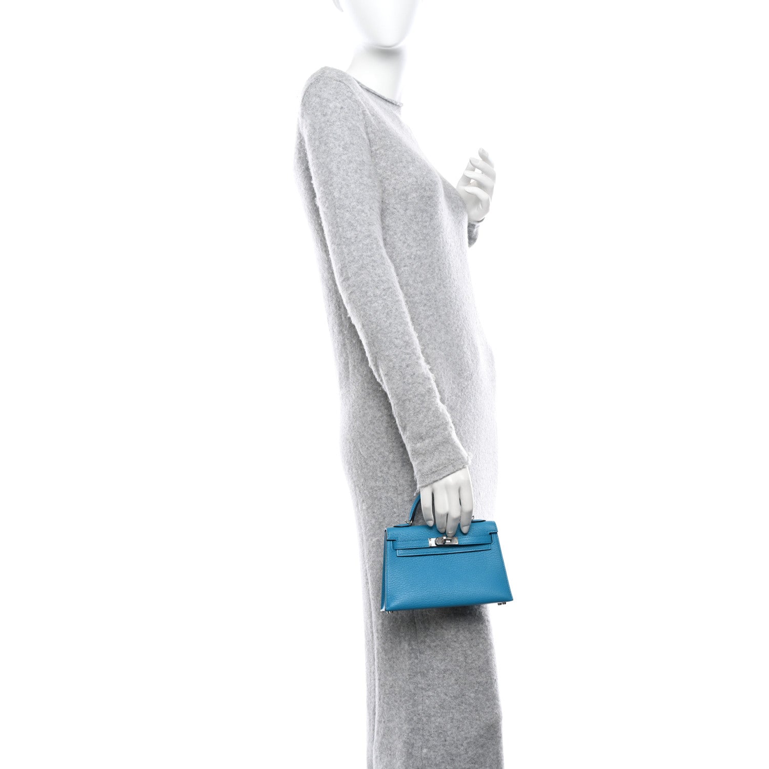 Hermes Chevre Mysore Mini Kelly Sellier 20 Bleu Frida 2 of 11