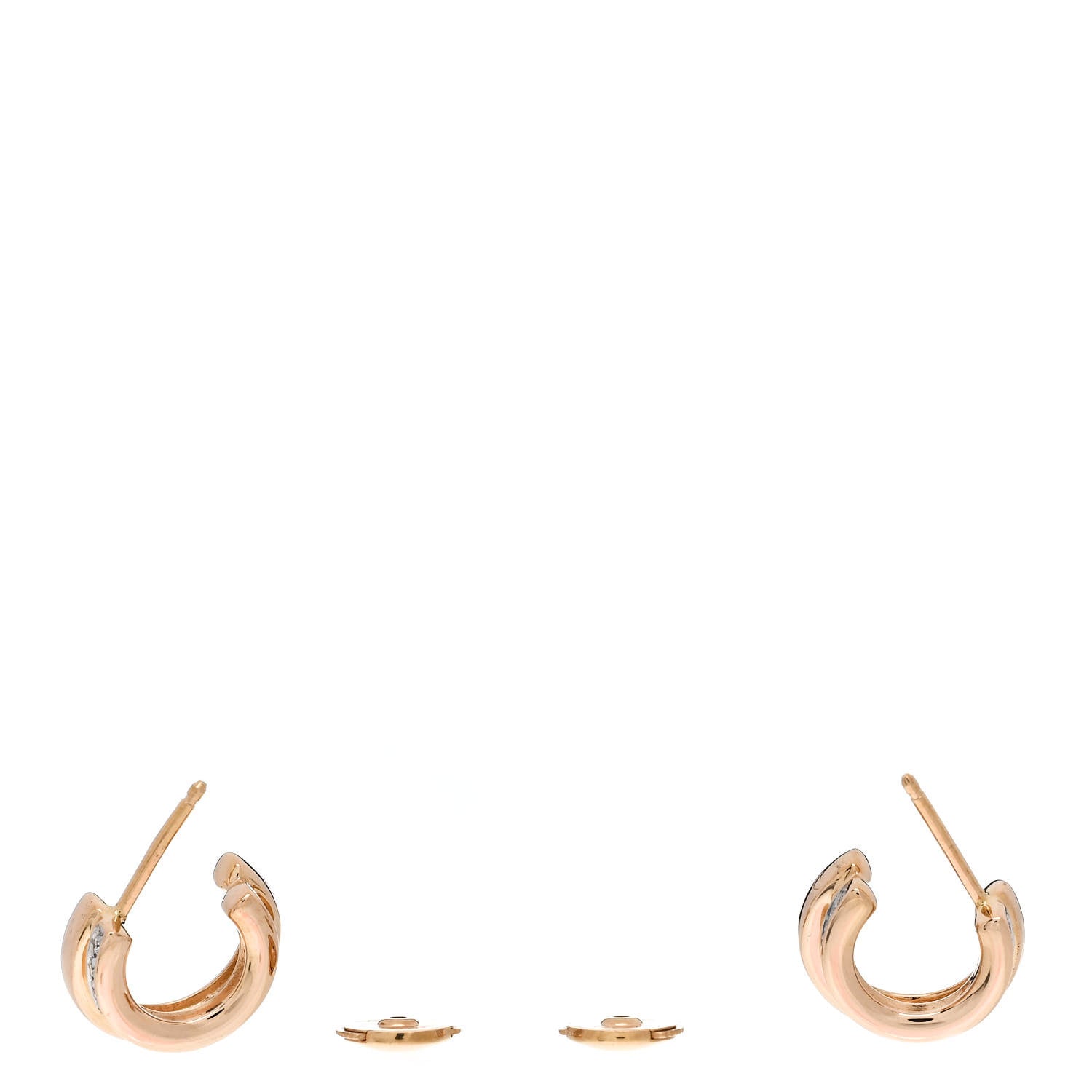 Pomellato 18K Rose Gold Diamond Iconica Double Hoop Earrings 3 of 6