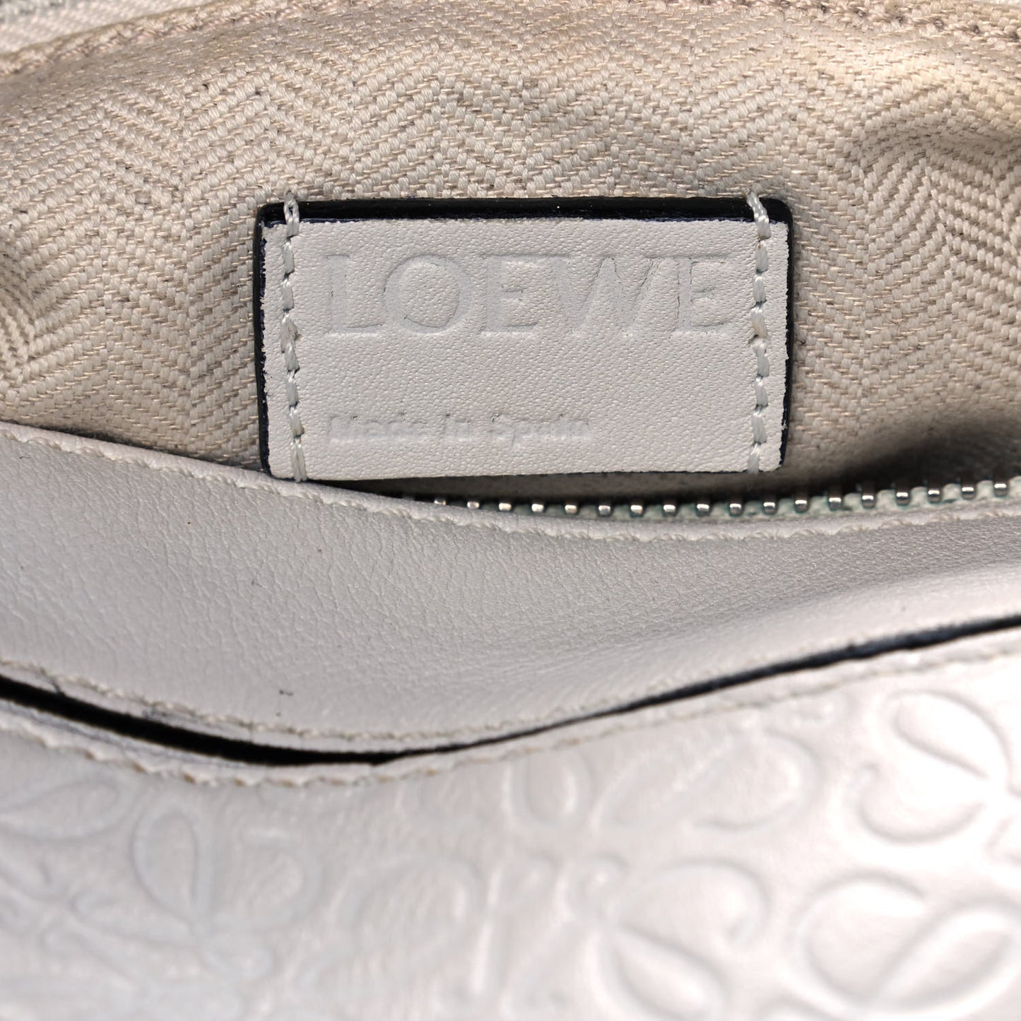 Calfskin Embossed Small Puzzle Bag White