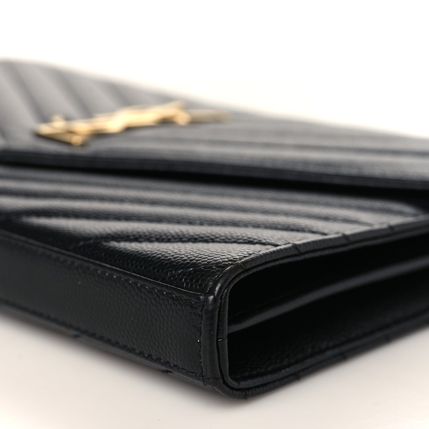Grain De Poudre Matelasse Chevron Monogram Chain Wallet Black