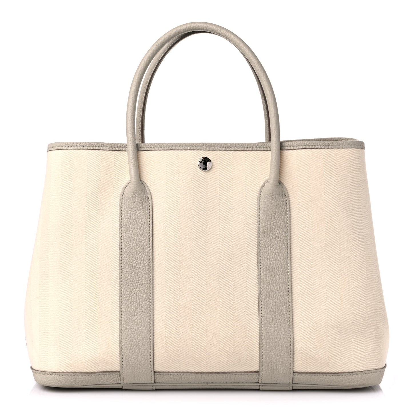 Chevron Herringbone Toile Negonda Garden Party 36 PM Tote Nata Beton