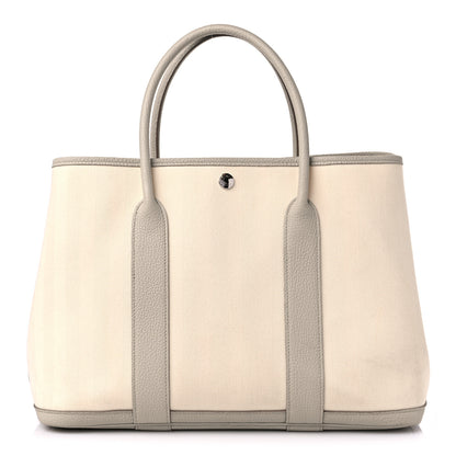 Hermes Chevron Herringbone Toile Negonda Garden Party 36 PM Tote Nata Beton 1 of 13