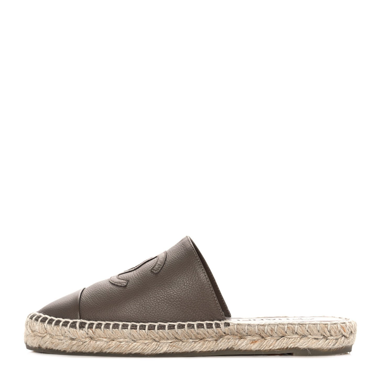 Calfskin CC Espadrille Mules 38 Dark Beige