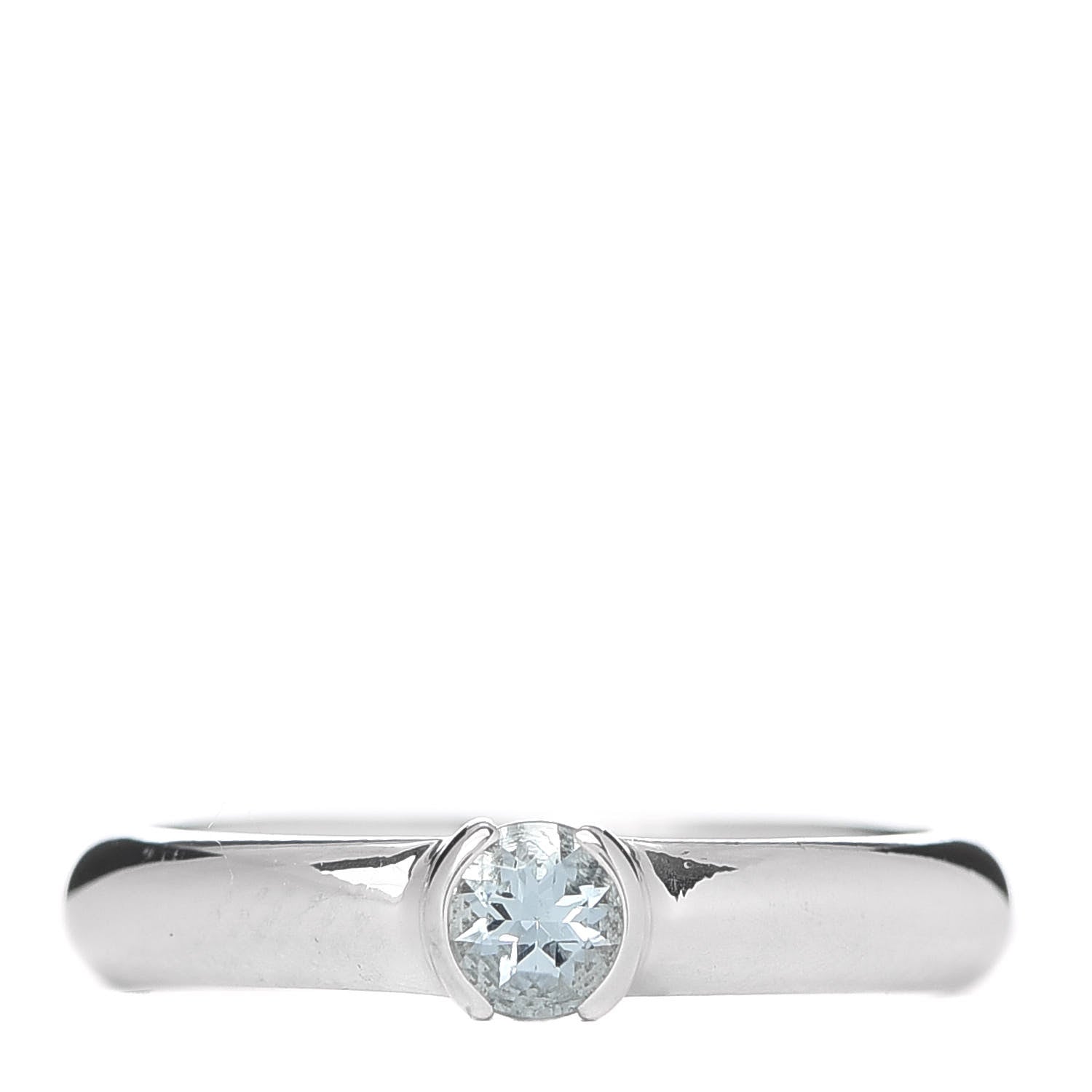 Tiffany Sterling Silver Aquamarine 3mm Stacking Ring 50 5.5 1 of 4