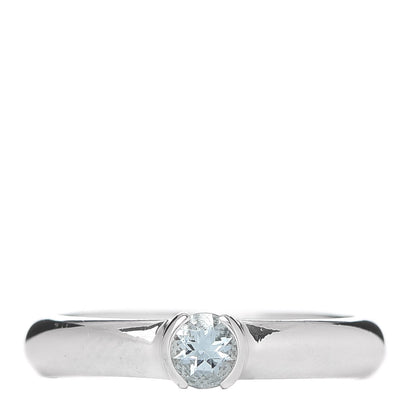 Tiffany Sterling Silver Aquamarine 3mm Stacking Ring 50 5.5 1 of 4