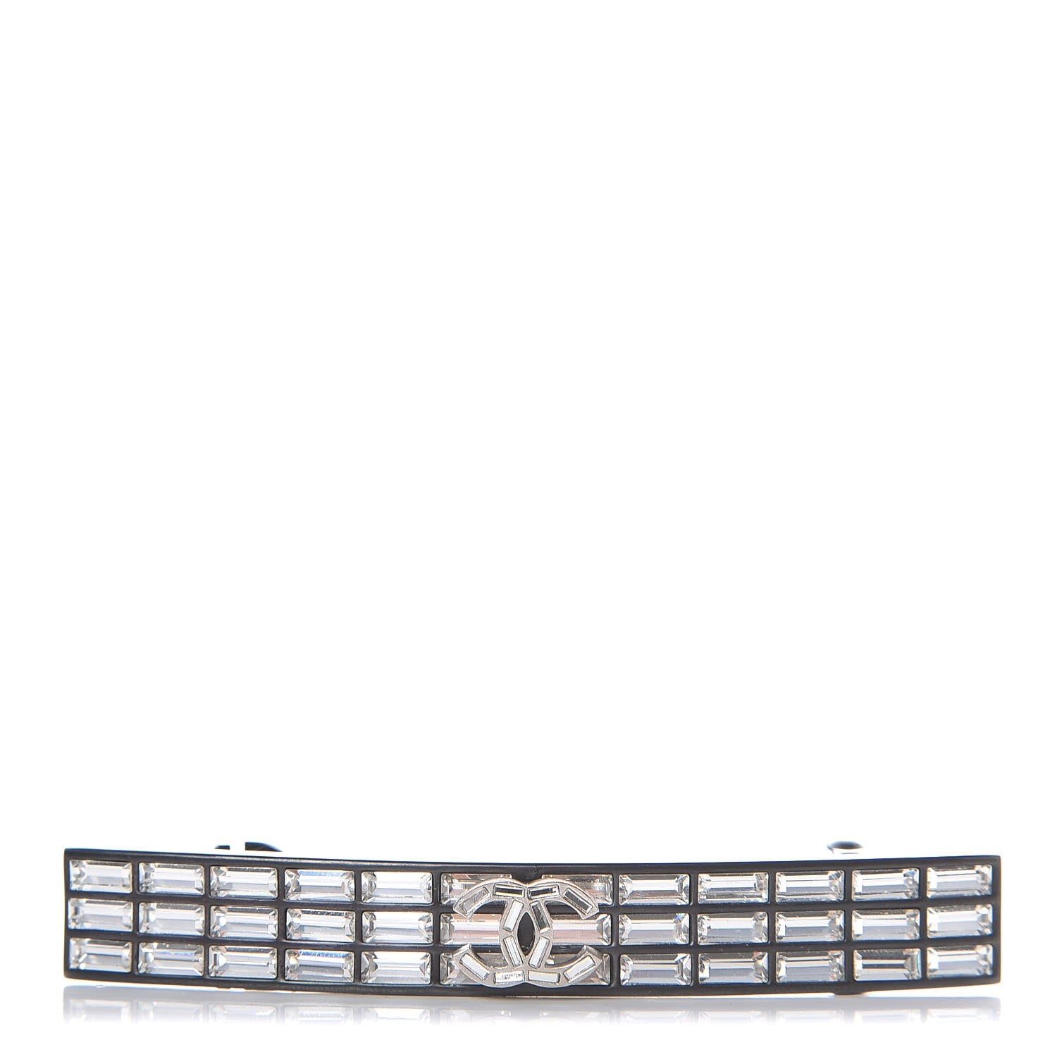Chanel Crystal CC Hair Clip Barrette Silver 1 of 6