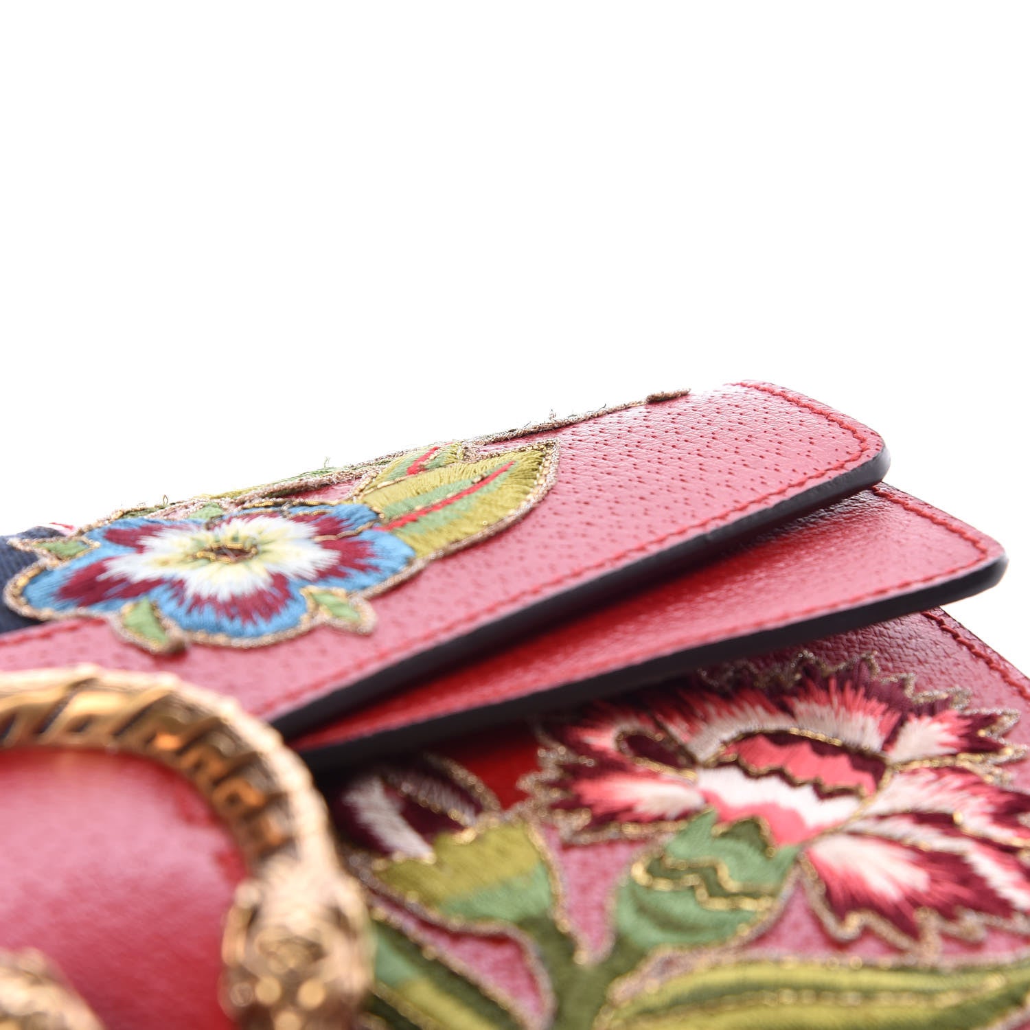 Gucci Calfskin Web Floral Embroidered Small Dionysus Shoulder Bag Hibiscus Red 9 of 12
