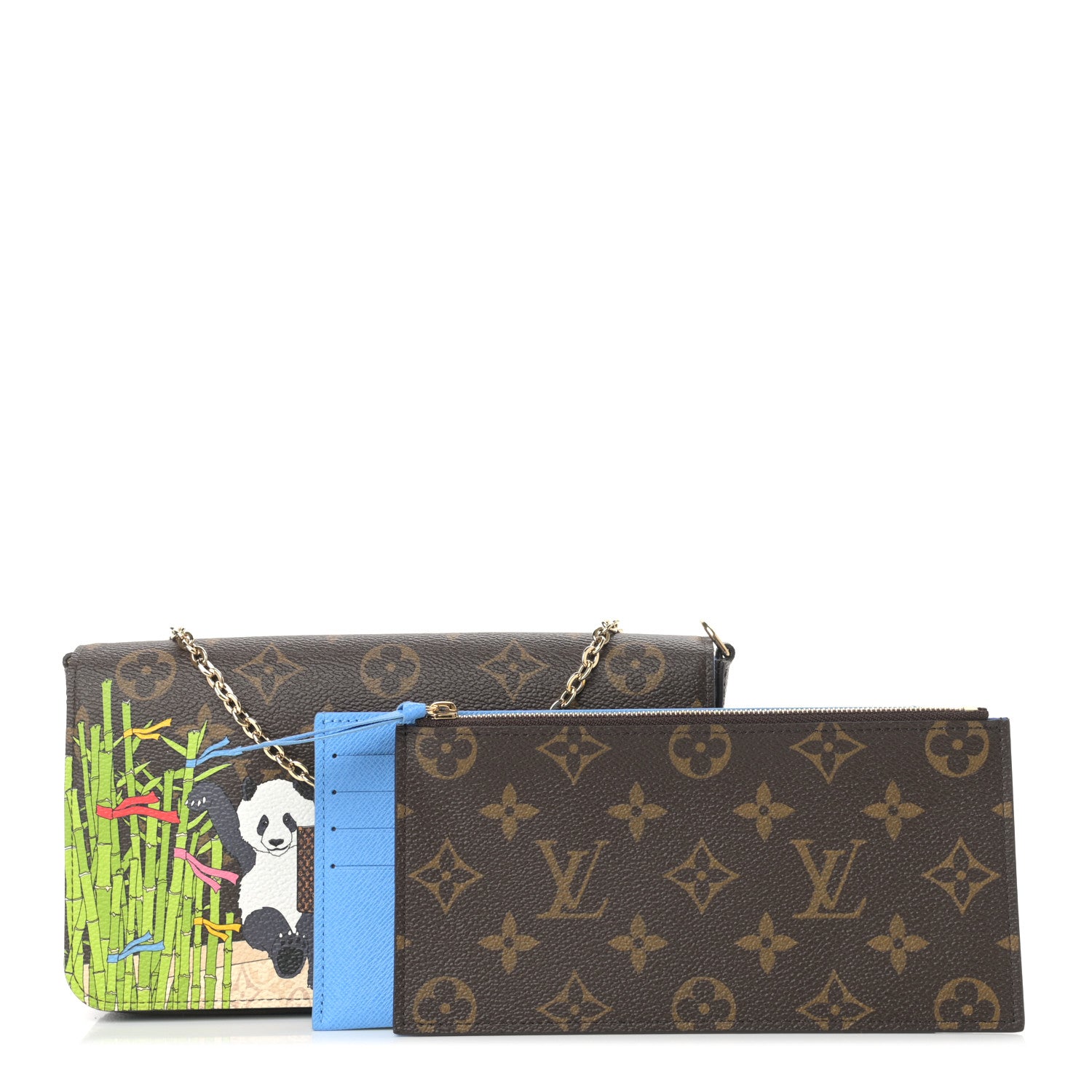 Louis Vuitton Monogram 2021 Christmas Animation China Wall Pochette Felicie Chain Wallet Myosotis Blue 3 of 9