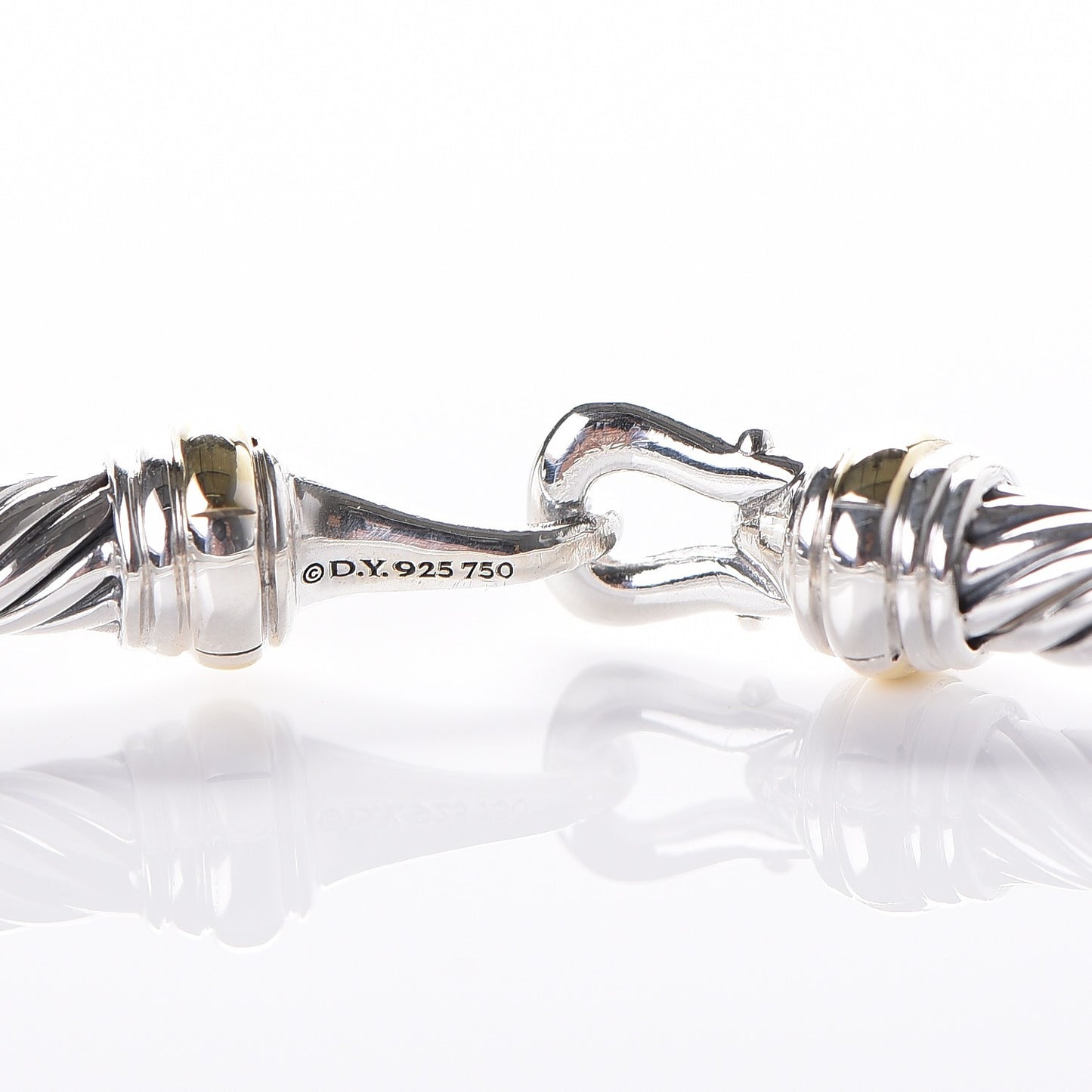 Sterling Silver 18K Yellow Gold 4mm Cable Buckle Bracelet