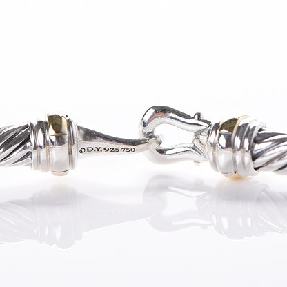 David Yurman Sterling Silver 18K Yellow Gold 4mm Cable Buckle Bracelet 4 of 5