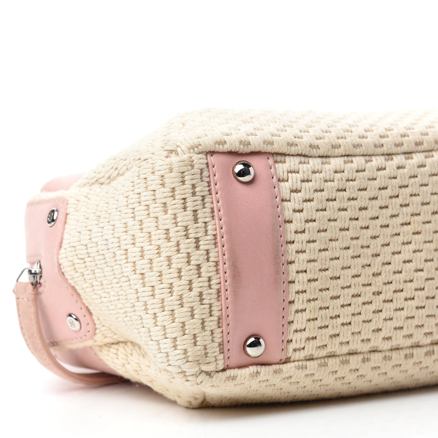 Canvas Woven Lambskin Lax Shoulder Bag Pink
