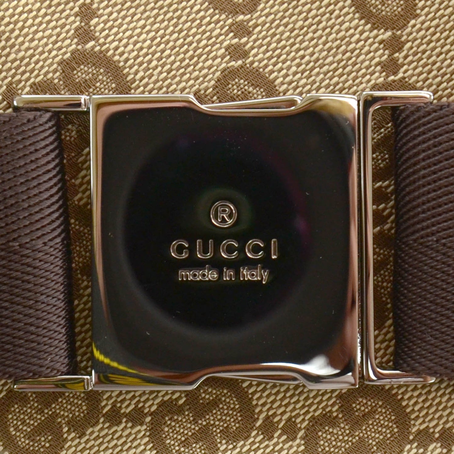 GG Monogram Web Double Pocket Belt Bag Ebony