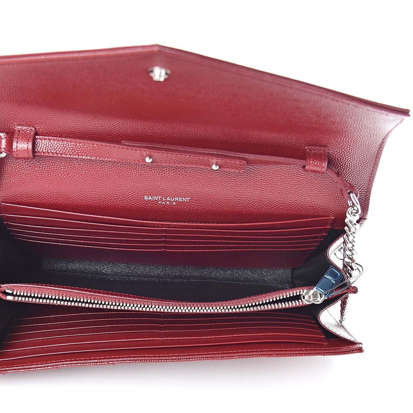 Grain De Poudre Matelasse Chevron Monogram Chain Wallet Palissandre