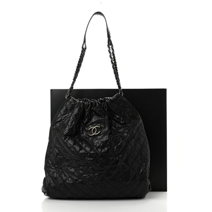 Chanel Distressed Glazed Caviar Quilted Large Elastic Tote Black 12 of 12