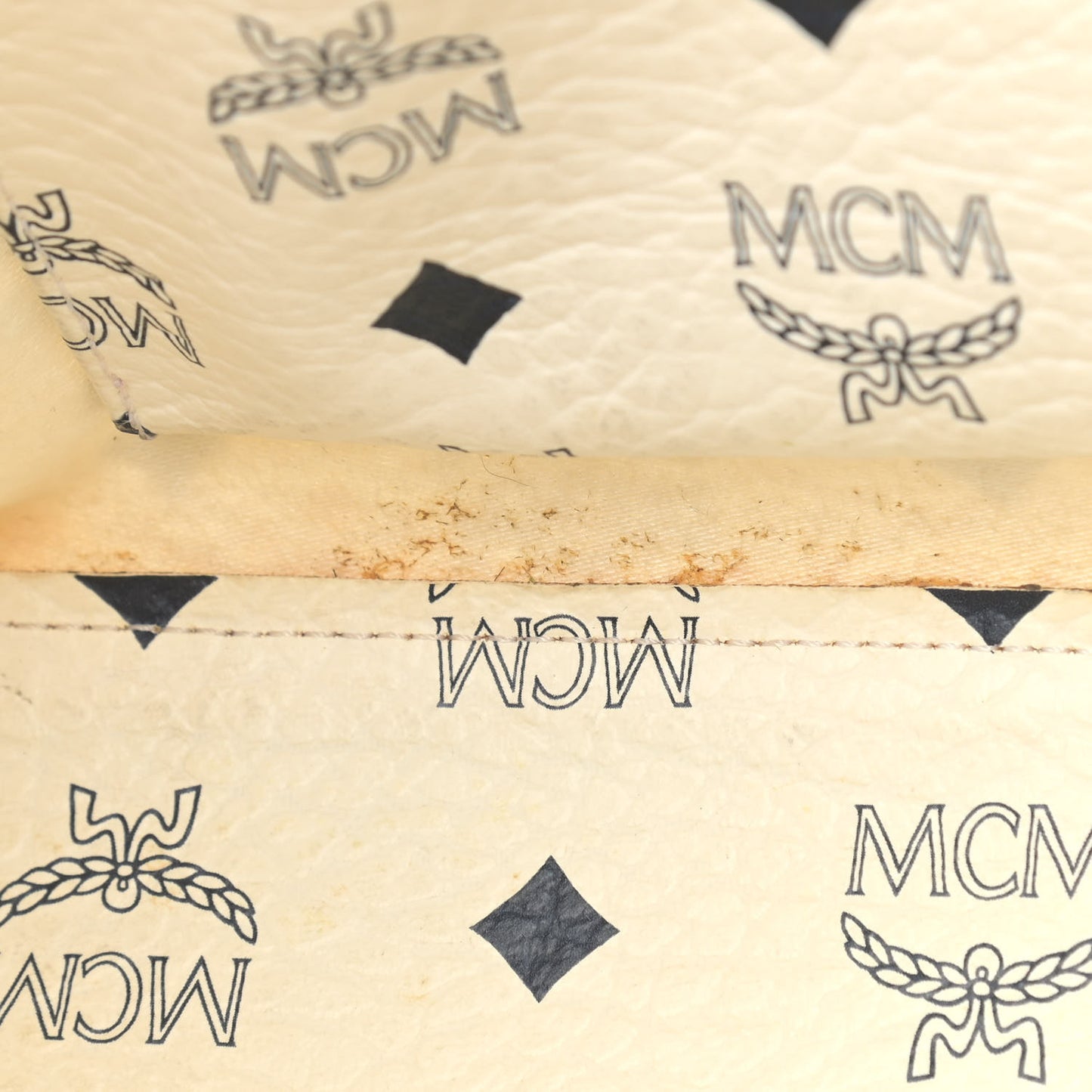Lambskin Coated Canvas Monogram Chain Tote White