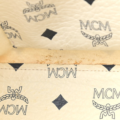 MCM Lambskin Coated Canvas Monogram Chain Tote White 14 of 15