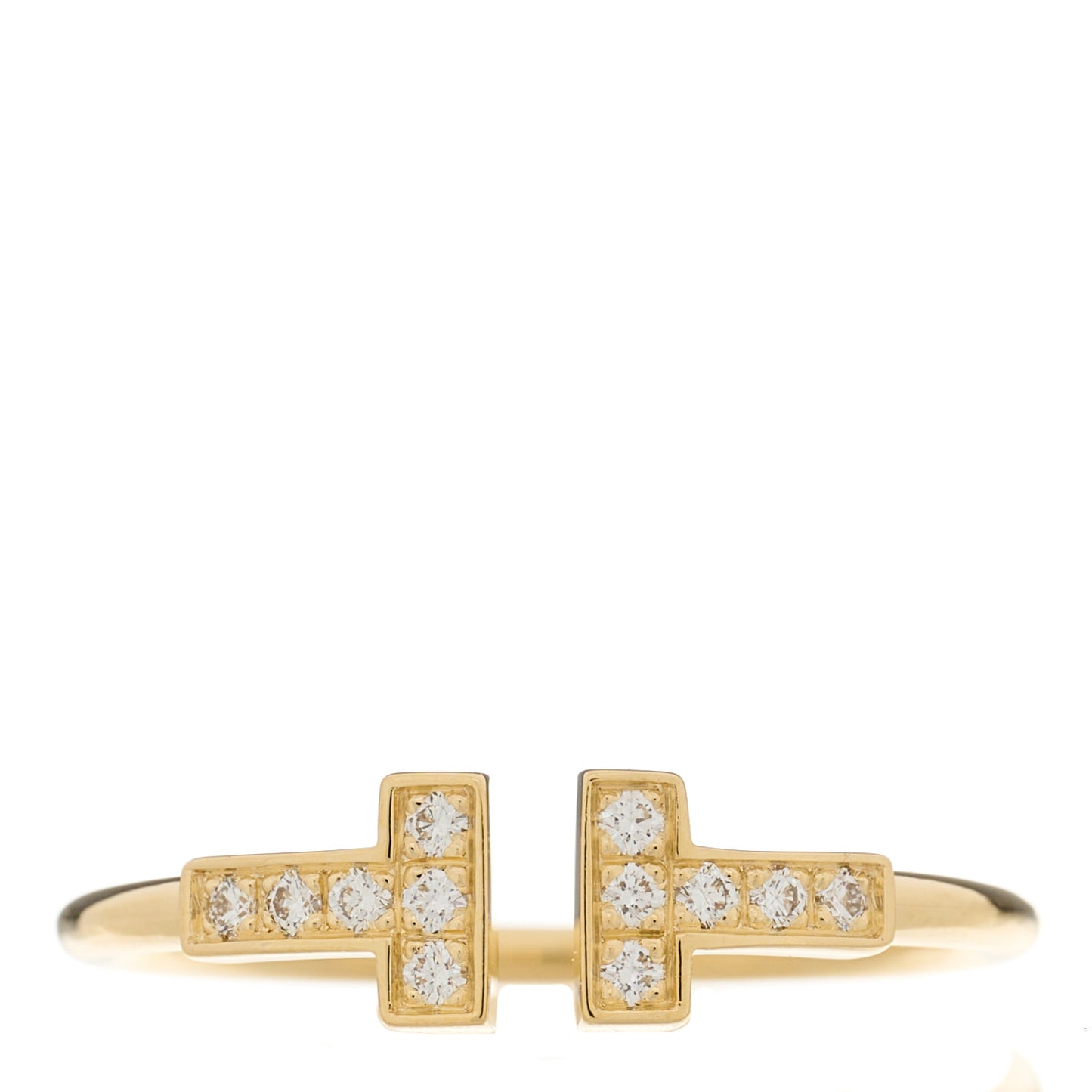 18K Yellow Gold Diamond T Wire Ring 58 8.5