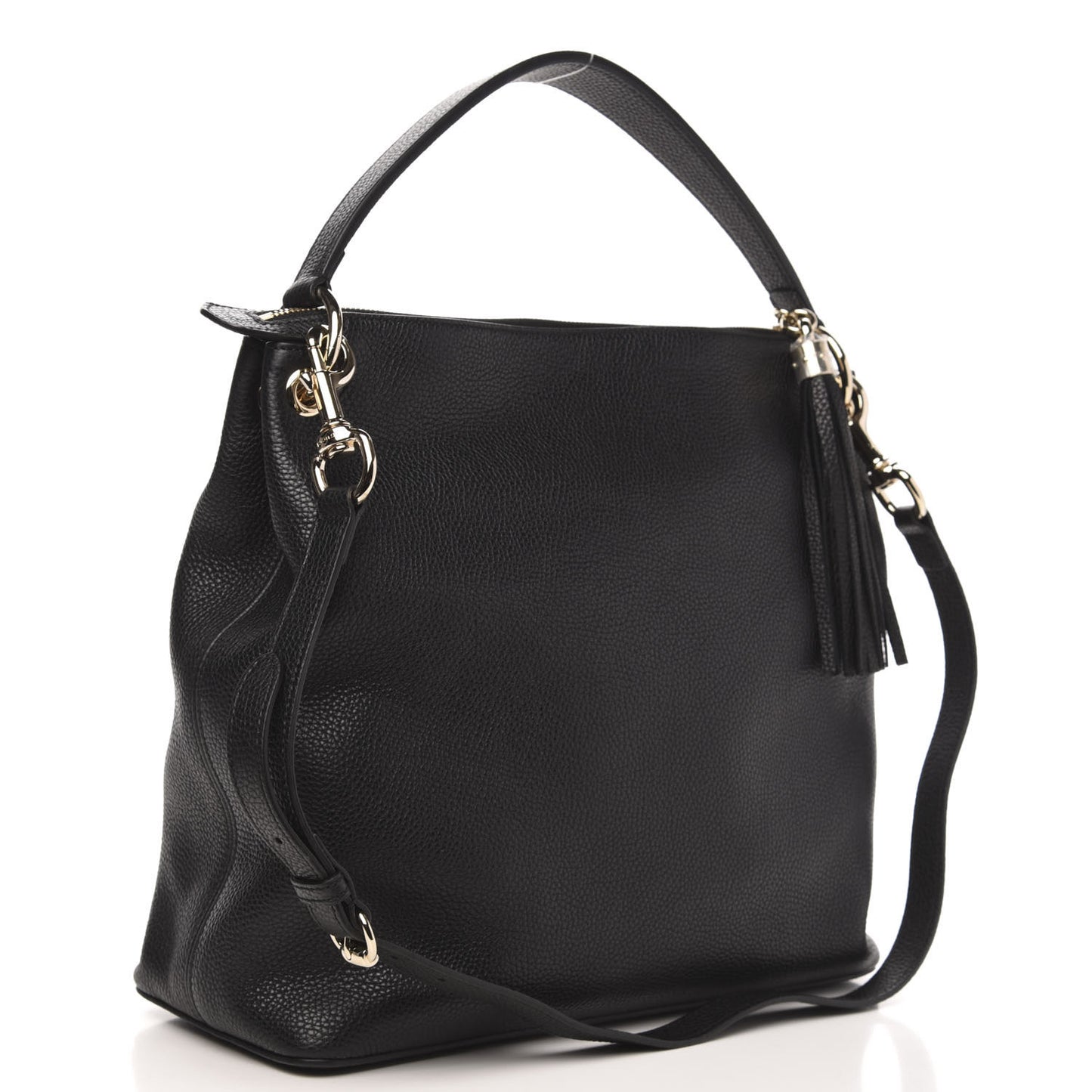 Pebbled Calfskin Large Soho Hobo Black